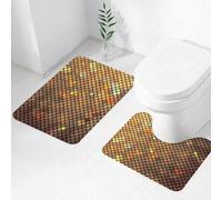 FEHWI Alfombra Baño 2 Piezas,Alfombrilla Antideslizante y Secado Rápido Lavable,Alfombrilla para Bañera,Baño,Ducha,WC,Mosaico Viviente de Cuadrados diagonales m