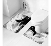 FEHWI Alfombra Baño 2 Piezas,Alfombrilla Antideslizante y Secado Rápido Lavable,Alfombrilla para Bañera,Baño,Ducha,WC,Silueta de Animal Lobo Gritando en un acantilado bajo la Luna Llena, Cielo dramá