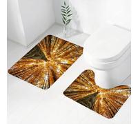 FEHWI Alfombra Baño 2 Piezas,Alfombrilla Antideslizante y Secado Rápido Lavable,Alfombrilla para Bañera,Baño,Ducha,WC,Bosque, hayas Altas y Altas, colapso del follaje caducifolio, érab