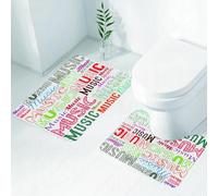 FEHWI Alfombra Baño 2 Piezas,Alfombrilla Antideslizante y Secado Rápido Lavable,Alfombrilla para Bañera,Baño,Ducha,WC,Tipografía Musical Moderna, Ritmo, armonía acústica.