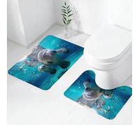 FEHWI Alfombra Baño 2 Piezas,Alfombrilla Antideslizante y Secado Rápido Lavable,Alfombrilla para Bañera,Baño,Ducha,WC,Pin de Lois Whitney en Manatíes Manatí, Especies en Gro de extinción,