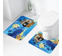 FEHWI Alfombra Baño 2 Piezas,Alfombrilla Antideslizante y Secado Rápido Lavable,Alfombrilla para Bañera,Baño,Ducha,WC,Aventura de Piratas y bucaneros. Barco Antiguo abandonado.