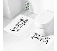 FEHWI Alfombra Baño 2 Piezas,Alfombrilla Antideslizante y Secado Rápido Lavable,Alfombrilla para Bañera,Baño,Ducha,WC,Cita, ámate a ti Mismo y el Resto vendrá Solo Frase Motivacional Palabras de sab