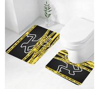 FEHWI Alfombra Baño 2 Piezas,Alfombrilla Antideslizante y Secado Rápido Lavable,Alfombrilla para Bañera,Baño,Ducha,WC,Escena del Crimen, Contorno de Tiza de Las víctimas y pandillas Amarillas