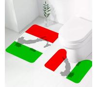 FEHWI Alfombra Baño 2 Piezas,Alfombrilla Antideslizante y Secado Rápido Lavable,Alfombrilla para Bañera,Baño,Ducha,WC,La icónica Bandera de Italia, Verde, Blanca y roja, simboliza la Identidad nacio
