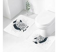 FEHWI Alfombra Baño 2 Piezas,Alfombrilla Antideslizante y Secado Rápido Lavable,Alfombrilla para Bañera,Baño,Ducha,WC,Cita, pingüino agitando su Aleta y Sonriendo y Saludando Texto en el Vientre, AZ