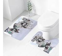 FEHWI Alfombra Baño 2 Piezas,Alfombrilla Antideslizante y Secado Rápido Lavable,Alfombrilla para Bañera,Baño,Ducha,WC,Musher Escondido detrás de un Trineo en una Carrera de trineos tirados por Perro