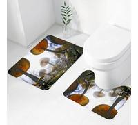 FEHWI Alfombra Baño 2 Piezas,Alfombrilla Antideslizante y Secado Rápido Lavable,Alfombrilla para Bañera,Baño,Ducha,WC,Bosque de Hongos Gigantes, fantasía psicodélica del surrealismo