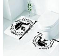 FEHWI Alfombra Baño 2 Piezas,Alfombrilla Antideslizante y Secado Rápido Lavable,Alfombrilla para Bañera,Baño,Ducha,WC,Casco Romano y Laurel, Casco Romano y Espada de Laurel, Corona de Herencia Roman