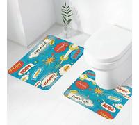 FEHWI Alfombra Baño 2 Piezas,Alfombrilla Antideslizante y Secado Rápido Lavable,Alfombrilla para Bañera,Baño,Ducha,WC,Patrón de bocadillos de diálogo de cómic en Estilo Pop Art