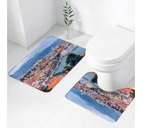 FEHWI Alfombra Baño 2 Piezas,Alfombrilla Antideslizante y Secado Rápido Lavable,Alfombrilla para Bañera,Baño,Ducha,WC,Patrimonio de la Humanidad por la UNESCO.Vista panorámica Dividida de la Ciudad