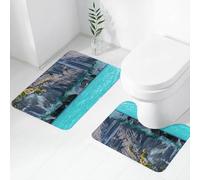 FEHWI Alfombra Baño 2 Piezas,Alfombrilla Antideslizante y Secado Rápido Lavable,Alfombrilla para Bañera,Baño,Ducha,WC,Cuevas de Mármol del Lago General Carrera (Chile)