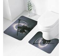 FEHWI Alfombra Baño 2 Piezas,Alfombrilla Antideslizante y Secado Rápido Lavable,Alfombrilla para Bañera,Baño,Ducha,WC,Muerte del Eclipse y Muerte de la Hoz, el Dios de la Muerte en la Tenue luz del