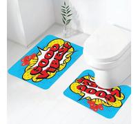 FEHWI Alfombra Baño 2 Piezas,Alfombrilla Antideslizante y Secado Rápido Lavable,Alfombrilla para Bañera,Baño,Ducha,WC,Buenas Vibraciones, sición de Arte Pop con Burbujas de diálogo, Letras Retro, GL