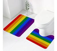 FEHWI Alfombra Baño 2 Piezas,Alfombrilla Antideslizante y Secado Rápido Lavable,Alfombrilla para Bañera,Baño,Ducha,WC,Polaco LGBT Original 8 Colores del Amor Orgullo Gay Arcoíris Homosexualidad Asex