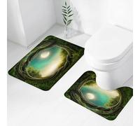 FEHWI Alfombra Baño 2 Piezas,Alfombrilla Antideslizante y Secado Rápido Lavable,Alfombrilla para Bañera,Baño,Ducha,WC,El Camino Secreto en el Bosque bajo la Luz de la Luna, Bosque Misterioso y Reino