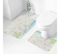 FEHWI Alfombra Baño 2 Piezas,Alfombrilla Antideslizante y Secado Rápido Lavable,Alfombrilla para Bañera,Baño,Ducha,WC,Mapa, Plano de Las Calles de Barcelona, Parques, distritos, Atracciones, decorat