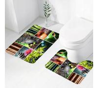 FEHWI Alfombra Baño 2 Piezas,Alfombrilla Antideslizante y Secado Rápido Lavable,Alfombrilla para Bañera,Baño,Ducha,WC,Elementos Zen de Tranquilidad y espiritualidad, Pensamiento de Paz, símbolo de p