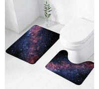 FEHWI Alfombra Baño 2 Piezas,Alfombrilla Antideslizante y Secado Rápido Lavable,Alfombrilla para Bañera,Baño,Ducha,WC,Milagro de la Nebulosa Cósmica, en el vasto Espacio, Las Estrellas y la Nebulosa