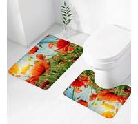 FEHWI Alfombra Baño 2 Piezas,Alfombrilla Antideslizante y Secado Rápido Lavable,Alfombrilla para Bañera,Baño,Ducha,WC,Fotografía de Campo de Amapolas La Amapola florece al Sol, Flores - Promociones