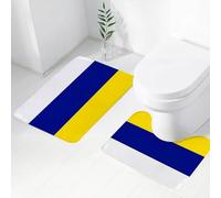 FEHWI Alfombra Baño 2 Piezas,Alfombrilla Antideslizante y Secado Rápido Lavable,Alfombrilla para Bañera,Baño,Ducha,WC,La Bandera de Ucrania, con Sus Colores Blanco, Azul y Amarillo únicos, simboliza
