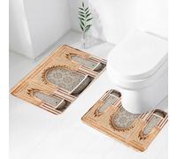 FEHWI Alfombra Baño 2 Piezas,Alfombrilla Antideslizante y Secado Rápido Lavable,Alfombrilla para Bañera,Baño,Ducha,WC,Fuente de Mosaico en Rabat, Marruecos