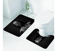 FEHWI Alfombra Baño 2 Piezas,Alfombrilla Antideslizante y Secado Rápido Lavable,Alfombrilla para Bañera,Baño,Ducha,WC,Zombi, Monstruo Grito Inusual, Mujer, Ojos Vacíos, Mirando hacia Arriba, Imagen