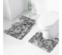 FEHWI Alfombra Baño 2 Piezas,Alfombrilla Antideslizante y Secado Rápido Lavable,Alfombrilla para Bañera,Baño,Ducha,WC,Boceto histórico Vintage de la Revolución Francesa con Napoleón y una Mujer en u