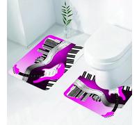 FEHWI Alfombra Baño 2 Piezas,Alfombrilla Antideslizante y Secado Rápido Lavable,Alfombrilla para Bañera,Baño,Ducha,WC,Música Bajo Guitarra Teclado Rock Urbano Telón de Fondo Ritmo de la Ciudad Ilust