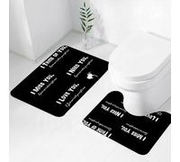 FEHWI Alfombra Baño 2 Piezas,Alfombrilla Antideslizante y Secado Rápido Lavable,Alfombrilla para Bañera,Baño,Ducha,WC,Texto Blanco sobre Fondo Negro: «Pienso en ti», «Te extraño», «Te Necesito», «Te