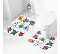 FEHWI Alfombra Baño 2 Piezas,Alfombrilla Antideslizante y Secado Rápido Lavable,Alfombrilla para Bañera,Baño,Ducha,WC,Burbujas de diálogo de Arte Pop con Signos de interrogación.