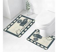 FEHWI Alfombra Baño 2 Piezas,Alfombrilla Antideslizante y Secado Rápido Lavable,Alfombrilla para Bañera,Baño,Ducha,WC,Tema de película, diseño de Cartel, proyección con Letras y película en Marco de