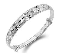 FEIAOPE brazaletes vintage tradicionales, brazaletes de pu Pulsera de plata de ley con dije for mujer y niña, estilo estrella, regalo nacional chino.