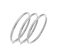 FEIAOPE brazaletes vintage tradicionales, brazaletes de pu Pulsera de plata de ley con dijes for mujer y niña, tallada, estilo nacional chino, antialérgica (color: 3 piezas)