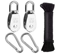 Feibmir Juego de poleas de acero inoxidable 304, poleas para cuerdas, polea de cuerda, polea para niños, polea, capacidad de carga 150 kg