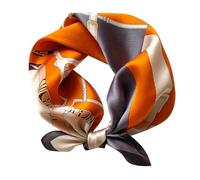 FEIBOON Bufanda de seda de morera para el cuello, 21 x 21 pulgadas, bufanda cuadrada pequeña, bufanda para el cabello, bandana para mujer, paquete de regalo, Cinturón Naranja, 53 cm