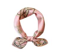 FEIBOON Bufanda de seda de morera para el cuello, 21 x 21 pulgadas, bufanda cuadrada pequeña, bufanda para el cabello, bandana para mujer, paquete de regalo, Rosa clásico, 53 cm