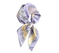 FEIBOON Bufandas de seda de morera 100% pura, 27 x 27 pulgadas, bufanda cuadrada para mujer, pañuelo para la cabeza, pañuelo para el pelo, bandana empaquetada para regalo, Púrpura (Purple Flowers), 53