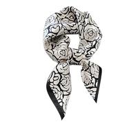 FEIBOON Bufandas de seda de morera 100% pura, 27 x 27 pulgadas, bufanda cuadrada para mujer, pañuelo para la cabeza, pañuelo para el pelo, bandana empaquetada para regalo, Negro(Black Geometry), 53 cm