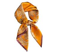 FEIBOON Bufandas de seda de morera 100 % pura, 27 x 27 pulgadas, pañuelo cuadrado para mujer, pañuelo para la cabeza, pañuelo para el pelo, pañuelo para el pelo, paquete de regalo, naranja, (Classic Orange), 53 cm