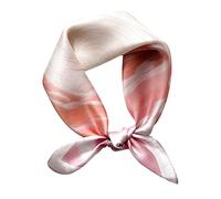 FEIBOON Bufandas de seda de morera, bufanda de cuello de 21 x 21 pulgadas, bufanda cuadrada pequeña para el pelo, bandana para mujer, paquete de regalo, Rosado/Blanco, 53 cm