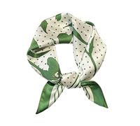 FEIBOON Bufandas de seda de morera, bufanda de cuello de 21 x 21 pulgadas, bufanda cuadrada pequeña para el pelo, bandana para mujer, paquete de regalo, Puntos blancos y verdes, 53 cm