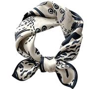 FEIBOON Bufandas de seda de morera, bufanda de cuello de 21 x 21 pulgadas, bufanda cuadrada pequeña para el pelo, bandana para mujer, paquete de regalo, negro, (Black Abstract), 53 cm