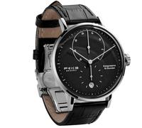 FEICE Bauhaus FM202YHH - Reloj mecánico para hombre, analógico, impermeable, automático, casual, con espejo abovedado, correas de cuero, fecha, reloj de acero inoxidable de alta calidad, resistente a