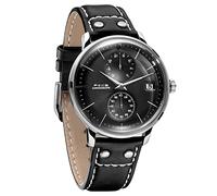 FEICE Reloj Automático para Hombres Reloj Mecánico con Esfera Cepillada Negra Multifuncional con Calendario Reloj de Pulsera Impermeable Ø41mm FM212