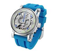 FEICE Reloj Skeleton Automático Analógico para Hombre con Correa de Silicona Azul Acero Inoxidable Ø44mm FM501