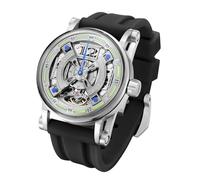 FEICE Reloj Skeleton Automático Analógico para Hombre con Correa de Silicona Negra Acero Inoxidable Ø44mm FM501