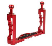 FEICHAO BQSZJ-3-B Bandeja de mango de buceo CNC Soporte base actualizado Dual Handheld Grip Rig Compatible para cámara DSLR de acción Caja impermeable de vídeo (rojo)