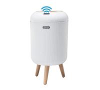 Feidash Papelera automática inteligente de 10 litros para baño | Diseño estrecho con tapa | Bote de basura de plástico | Activación del sensor (blanco)