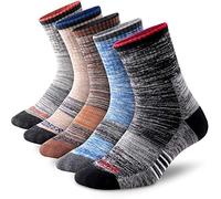 FEIDEER Calcetines de senderismo para hombre, multipack Wicking Cushioned Outdoor Recreation Crew Socks, negro/gris/caqui/café/azul, 10-13